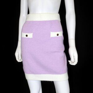 Idem Ditto Sweater Pencil Skirt Purple White Contrast Faux Pockets Women's Small